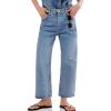 imageCicy Bell Womens Baggy Horseshoe Jeans Boyfriend Wide Leg Vintage Mid Rise Cropped Denim PantsBlue