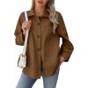 imageCicy Bell Womens Oversized Casual Jackets Lightweight Pleated Babydoll Shackets Cotton Button Down CoatsBrown