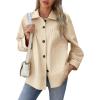 imageCicy Bell Womens Oversized Casual Jackets Lightweight Pleated Babydoll Shackets Cotton Button Down CoatsLight Khaki