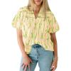 imageCicy Bell Womens Summer Babydoll Tops Short Lantern Sleeve Bow Print Blouse V Neck Pleated Casual Cute Tee ShirtsGreen