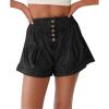 imageCicy Bell Womens Summer Flowy Jean Shorts Button Up High Waisted Wide Leg Denim Skort with PocketsBlack