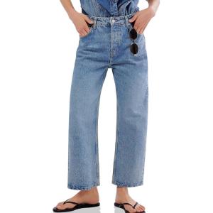imageCicy Bell Womens Baggy Horseshoe Jeans Boyfriend Wide Leg Vintage Mid Rise Cropped Denim PantsBlue