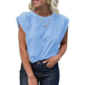 imageCicy Bell Womens Cap Sleeve Tank Tops Boat Neck Loose Fit Tshirts Summer Casual Basic Tee ShirtsBlue