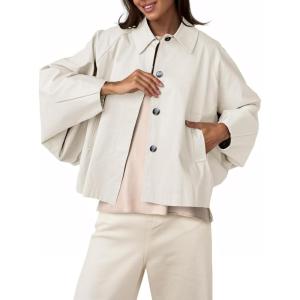 imageCicy Bell Womens Oversized Cropped Trench Coats Batwing Sleeve Trendy Casual Jackets Button Up OuterwearApricot