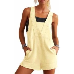 imageCicy Bell Womens Summer Casual Romper Sleeveless Athletic Trendy Short Jumpsuit Workout Loose Fit OutfitsBeige