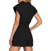 imageCicy Bell Womens Casual Cap Sleeve Rompers Textured Zip Up Collared Short Jumpsuit Elastic Waist Summer OutfitBlack