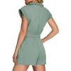 imageCicy Bell Womens Casual Cap Sleeve Rompers Textured Zip Up Collared Short Jumpsuit Elastic Waist Summer OutfitGreen
