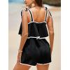 imageCicy Bell Womens Casual Sleeveless Romper Contrast Trim Adjustable Tie Shoulder Loose Fit Short JumpsuitsBlack
