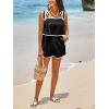 imageCicy Bell Womens Casual Sleeveless Romper Contrast Trim Adjustable Tie Shoulder Loose Fit Short JumpsuitsBlack