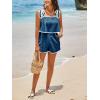 imageCicy Bell Womens Casual Sleeveless Romper Contrast Trim Adjustable Tie Shoulder Loose Fit Short JumpsuitsBlue