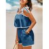 imageCicy Bell Womens Casual Sleeveless Romper Contrast Trim Adjustable Tie Shoulder Loose Fit Short JumpsuitsBlue