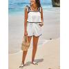 imageCicy Bell Womens Casual Sleeveless Romper Contrast Trim Adjustable Tie Shoulder Loose Fit Short JumpsuitsWhite