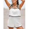 imageCicy Bell Womens Casual Sleeveless Romper Contrast Trim Adjustable Tie Shoulder Loose Fit Short JumpsuitsWhite