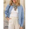 imageCicy Bell Womens Cropped Collarless Denim Shirts Jackets Frog Button Trendy Jean Shackets Lightweight Casual CoatLight Blue