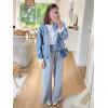 imageCicy Bell Womens Cropped Collarless Denim Shirts Jackets Frog Button Trendy Jean Shackets Lightweight Casual CoatLight Blue
