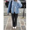 imageCicy Bell Womens Cropped Collarless Denim Shirts Jackets Frog Button Trendy Jean Shackets Lightweight Casual CoatLight Blue