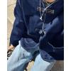 imageCicy Bell Womens Cropped Collarless Denim Shirts Jackets Frog Button Trendy Jean Shackets Lightweight Casual CoatNavy