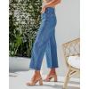 imageCicy Bell Womens High Waisted Cropped Jeans Trendy Stretchy Button Fly Straight Wide Leg Capri Denim PantsBlue
