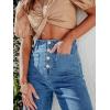 imageCicy Bell Womens High Waisted Cropped Jeans Trendy Stretchy Button Fly Straight Wide Leg Capri Denim PantsBlue