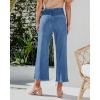 imageCicy Bell Womens High Waisted Cropped Jeans Trendy Stretchy Button Fly Straight Wide Leg Capri Denim PantsBlue