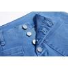 imageCicy Bell Womens High Waisted Cropped Jeans Trendy Stretchy Button Fly Straight Wide Leg Capri Denim PantsBlue