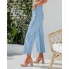 imageCicy Bell Womens High Waisted Cropped Jeans Trendy Stretchy Button Fly Straight Wide Leg Capri Denim PantsLight Blue