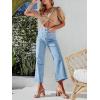 imageCicy Bell Womens High Waisted Cropped Jeans Trendy Stretchy Button Fly Straight Wide Leg Capri Denim PantsLight Blue