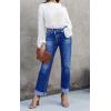 imageCicy Bell Womens High Waisted Crossover Jeans 2024 Straight Leg Stretch Casual Cuffed Denim PantsBlue