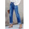 imageCicy Bell Womens High Waisted Crossover Jeans 2024 Straight Leg Stretch Casual Cuffed Denim PantsLight Blue