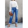 imageCicy Bell Womens High Waisted Crossover Jeans 2024 Straight Leg Stretch Casual Cuffed Denim PantsLight Blue