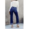 imageCicy Bell Womens High Waisted Crossover Jeans 2024 Straight Leg Stretch Casual Cuffed Denim PantsNavy