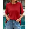 imageCicy Bell Womens Oversized Tshirts Summer Casual Short Sleeve Round Neck Tops Loose Fit Basic Tee ShirtsDark Red