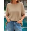 imageCicy Bell Womens Oversized Tshirts Summer Casual Short Sleeve Round Neck Tops Loose Fit Basic Tee ShirtsKhaki