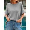 imageCicy Bell Womens Oversized Tshirts Summer Casual Short Sleeve Round Neck Tops Loose Fit Basic Tee ShirtsLight Grey