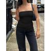 imageCicy Bell Womens Strapless Tube Tops Fitted Ribbed Knit Y2K Going Out T Shirts Summer Side Zipper Backless Bandeau TopsBlack