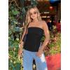 imageCicy Bell Womens Strapless Tube Tops Fitted Ribbed Knit Y2K Going Out T Shirts Summer Side Zipper Backless Bandeau TopsBlack