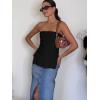imageCicy Bell Womens Strapless Tube Tops Fitted Ribbed Knit Y2K Going Out T Shirts Summer Side Zipper Backless Bandeau TopsBlack