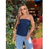 imageCicy Bell Womens Strapless Tube Tops Fitted Ribbed Knit Y2K Going Out T Shirts Summer Side Zipper Backless Bandeau TopsNavy