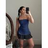 imageCicy Bell Womens Strapless Tube Tops Fitted Ribbed Knit Y2K Going Out T Shirts Summer Side Zipper Backless Bandeau TopsNavy