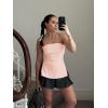imageCicy Bell Womens Strapless Tube Tops Fitted Ribbed Knit Y2K Going Out T Shirts Summer Side Zipper Backless Bandeau TopsPink