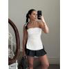 imageCicy Bell Womens Strapless Tube Tops Fitted Ribbed Knit Y2K Going Out T Shirts Summer Side Zipper Backless Bandeau TopsWhite