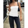 imageCicy Bell Womens Strapless Tube Tops Fitted Ribbed Knit Y2K Going Out T Shirts Summer Side Zipper Backless Bandeau TopsWhite