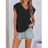 imageCicy Bell Womens Summer Cap Sleeve T Shirts Casual V Neck Tops Loose Fit Basic TeesBlack