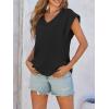 imageCicy Bell Womens Summer Cap Sleeve T Shirts Casual V Neck Tops Loose Fit Basic TeesBlack