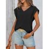 imageCicy Bell Womens Summer Cap Sleeve T Shirts Casual V Neck Tops Loose Fit Basic TeesBlack