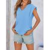 imageCicy Bell Womens Summer Cap Sleeve T Shirts Casual V Neck Tops Loose Fit Basic TeesBlue