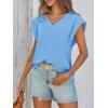 imageCicy Bell Womens Summer Cap Sleeve T Shirts Casual V Neck Tops Loose Fit Basic TeesBlue