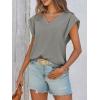 imageCicy Bell Womens Summer Cap Sleeve T Shirts Casual V Neck Tops Loose Fit Basic TeesGrey