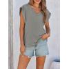 imageCicy Bell Womens Summer Cap Sleeve T Shirts Casual V Neck Tops Loose Fit Basic TeesGrey