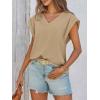 imageCicy Bell Womens Summer Cap Sleeve T Shirts Casual V Neck Tops Loose Fit Basic TeesKhaki